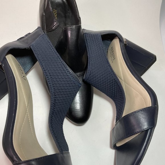 Alfani Womens Step N Flex Foxxii Sandal Block Heel Shoes Blue Leather Size 9.5 - Picture 2 of 11